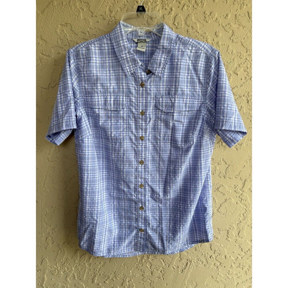 Duluth Trading Co. Blue Purple Ish White Button Up Women’s Medium Plaid Shirt